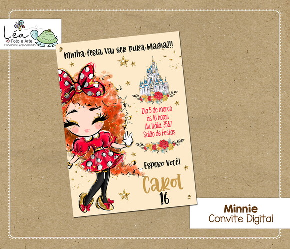 Convite Digital Menina Ruiva Minnie