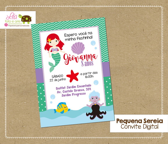 Convite Digital Pequena Sereia