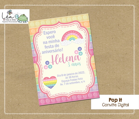 Convite digital Pop It Menina