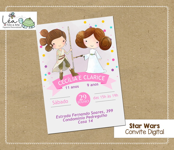 Convite Digital Star Wars Meninas