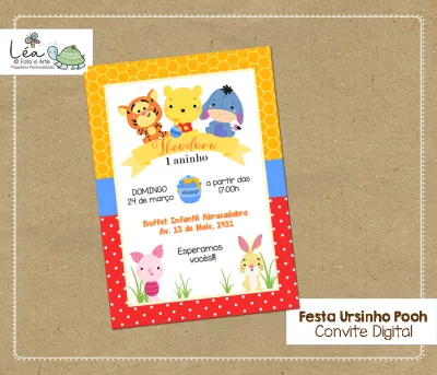 Convite digital Ursinho Pooh