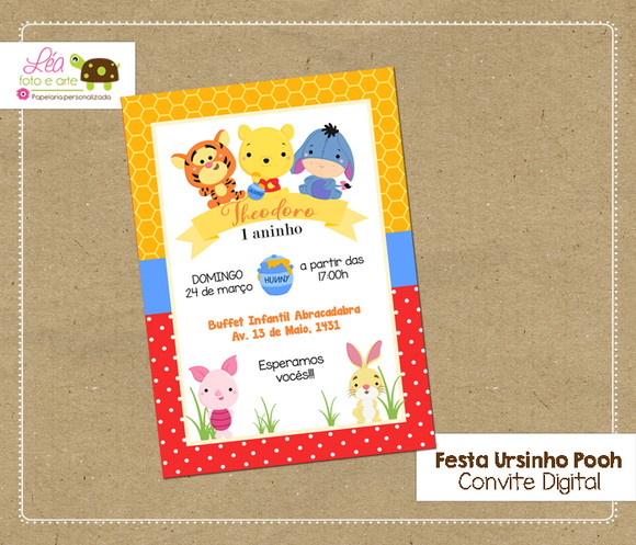 Convite digital Ursinho Pooh