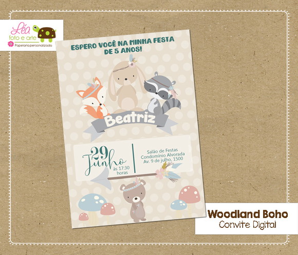 Convite Digital Woodland Boho