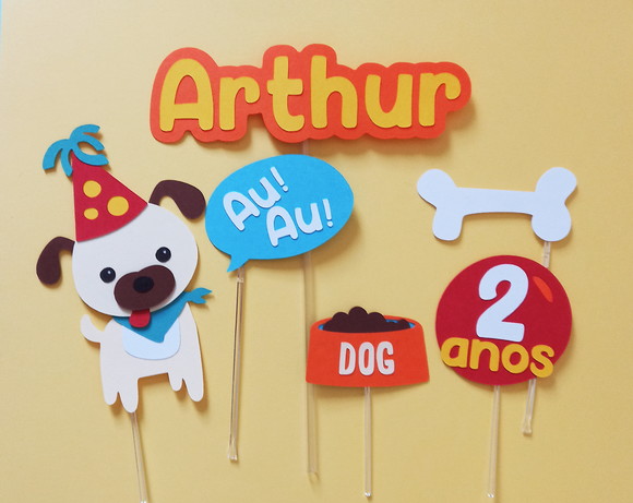 Kit Topo de Bolo Cachorrinho - Imagem 3