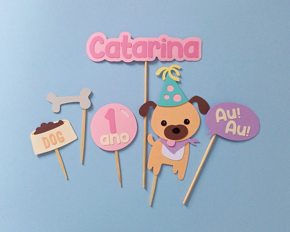 Kit Topo de Bolo Cachorrinho