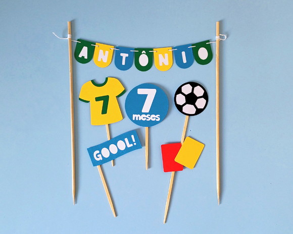 Kit Topo de Bolo Futebol Varal