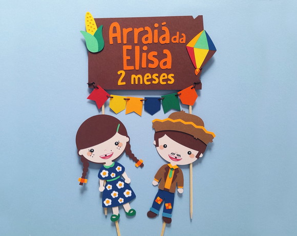 Kit Topo de Bolo Arraiá Personalizado