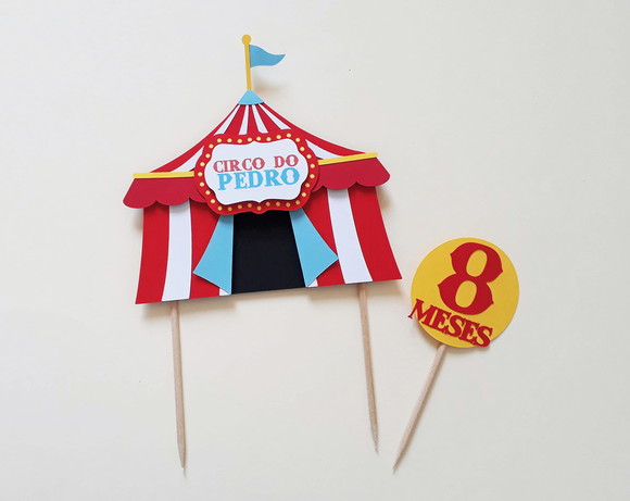 Topo de Bolo Circo Tenda - Imagem 2