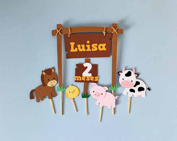 Topo de Bolo Fazendinha Personalizado