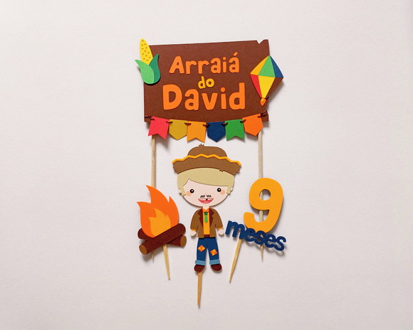 Topo de Bolo Festa Junina Arraiá Menino