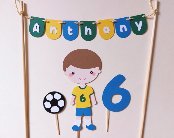 Topo de Bolo Futebol Varal