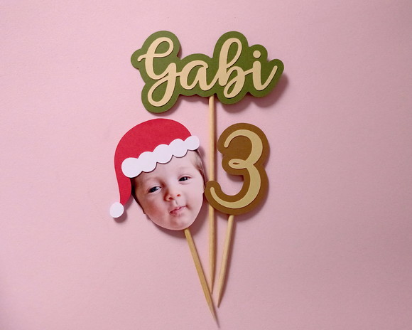 Topo de Bolo Natal com Foto de Rostinho