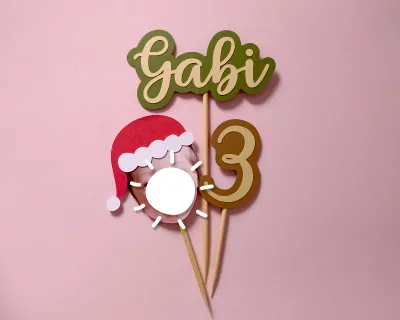 Topo de Bolo Natal com Foto de Rostinho