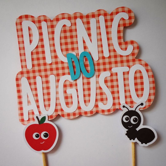 Topo de Bolo Picnic com Nome - Imagem 2