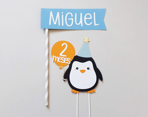 Topo de Bolo Pinguim Menino