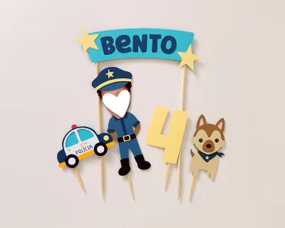Topo de Bolo Policial com Foto de Rostinho