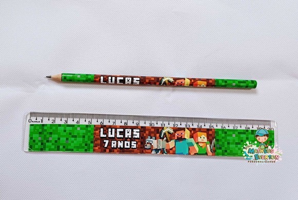 20 Lápis + 20 Réguas Personalizado Minecraft - Imagem 5