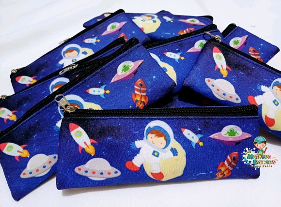 25 Estojos Slim Personalizado Astronauta Tam: 19x7 - Imagem 2