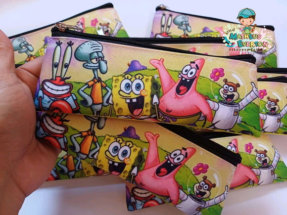 25 Estojos Slim Personalizado Bob Esponja Tam: 19x7cm - Imagem 2