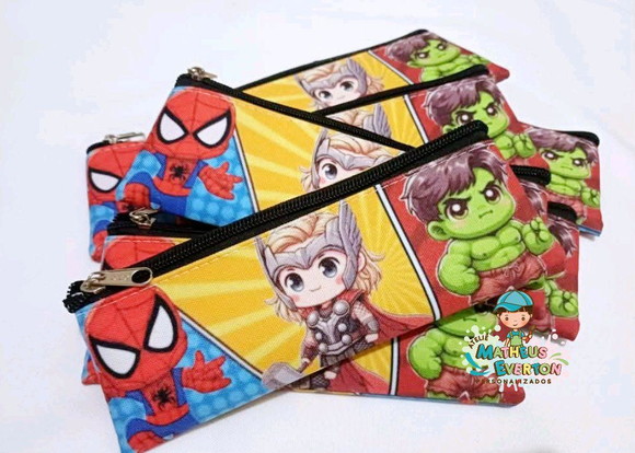 25 Estojos Slim Personalizado Heróis Cute Tam: 19x7 - Imagem 4
