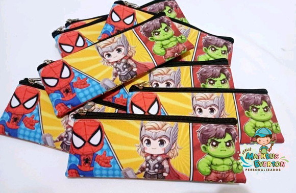 25 Estojos Slim Personalizado Heróis Cute Tam: 19x7 - Imagem 3