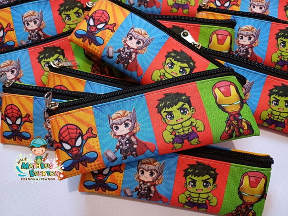 25 Estojos Slim Personalizado Heróis Cute Tam: 19x7cm - Imagem 5