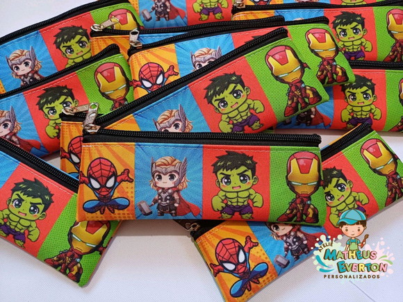 25 Estojos Slim Personalizado Heróis Cute Tam: 19x7cm - Imagem 2