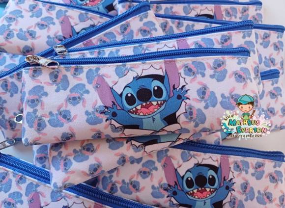 25 Estojos Slim Personalizado Stitch Tam: 19x7 - Imagem 3