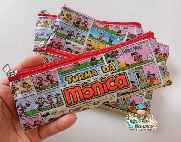 25 Estojos Slim Personalizado Turma da Mônica Tamanho 19x7