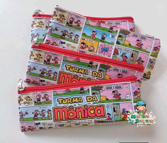 25 Estojos Slim Personalizado Turma da Mônica Tamanho 19x7 - Imagem 2