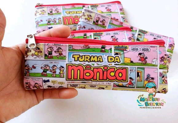 25 Estojos Slim Personalizado Turma da Mônica Tamanho 19x7 - Imagem 3
