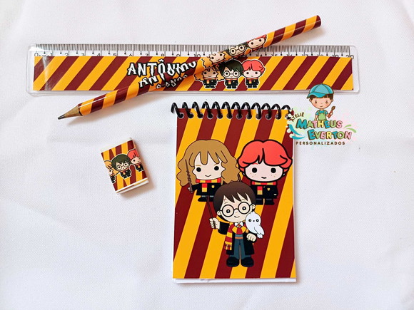 25 Kit Bloquinho, Lapis e Régua e Borracha Harry Potter - Imagem 4