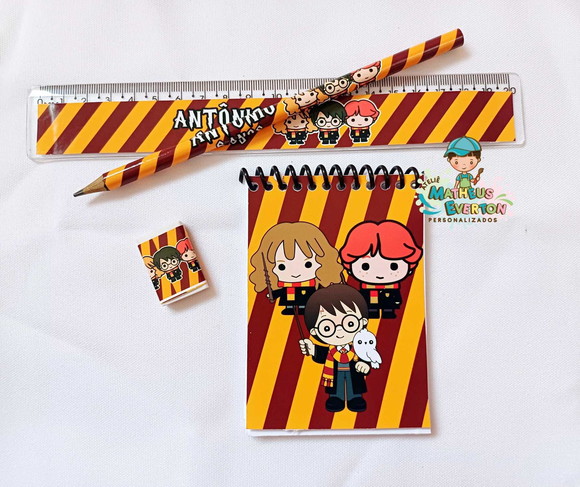 25 Kit Bloquinho, Lapis e Régua e Borracha Harry Potter - Imagem 2