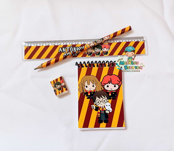 25 Kit Bloquinho, Lapis e Régua e Borracha Harry Potter - Imagem 3