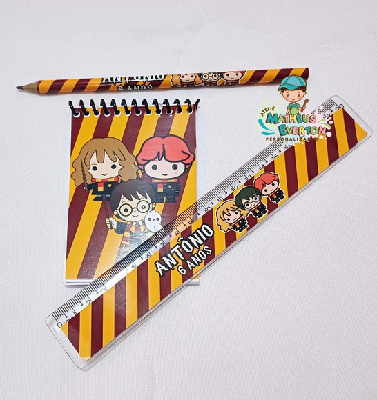 25 Kit Bloquinho, Lapis e Régua Harry Potter - Imagem 5
