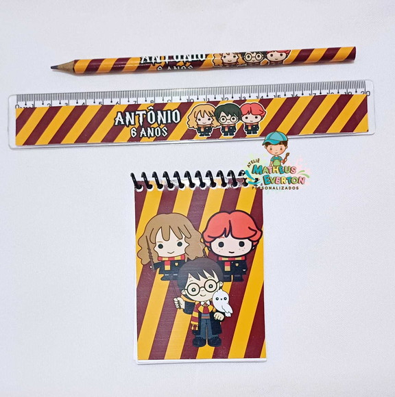 25 Kit Bloquinho, Lapis e Régua Harry Potter - Imagem 3