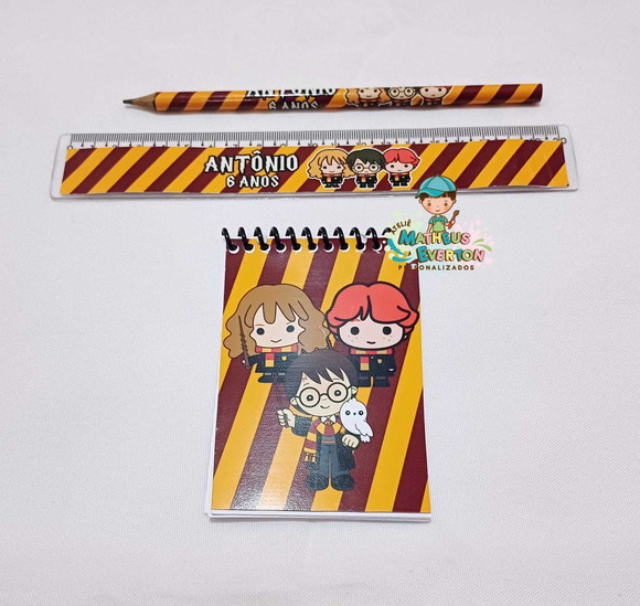 25 Kit Bloquinho, Lapis e Régua Harry Potter - Imagem 5