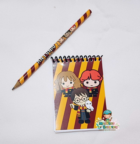 25 Kit Bloquinho, Lapis Personalizado Harry Potter - Imagem 2