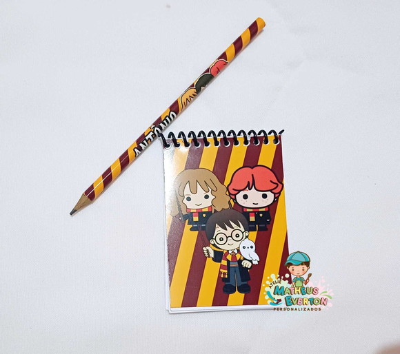 25 Kit Bloquinho, Lapis Personalizado Harry Potter