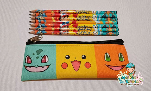 25 Kits Lapis + Estojo Slim Personalizado Pokémon Tam: 19x7 - Imagem 2
