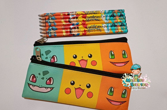 25 Kits Lapis + Estojo Slim Personalizado Pokémon Tam: 19x7 - Imagem 3