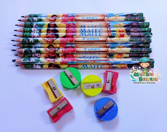 25 Kits Lápis e Apontador Personalizado Moana - Imagem 2