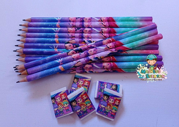 25 Kits Lápis e Borracha Guerreiras do K-pop