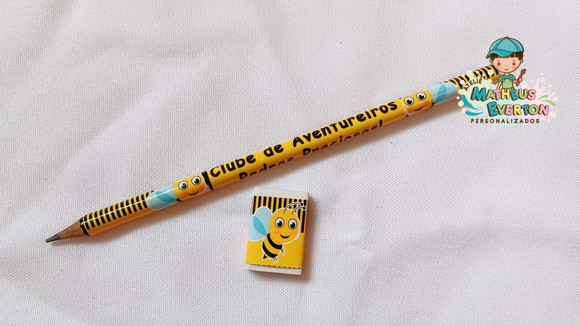 25 Kits Lápis e Borracha Personalizado Abelinha - Imagem 2