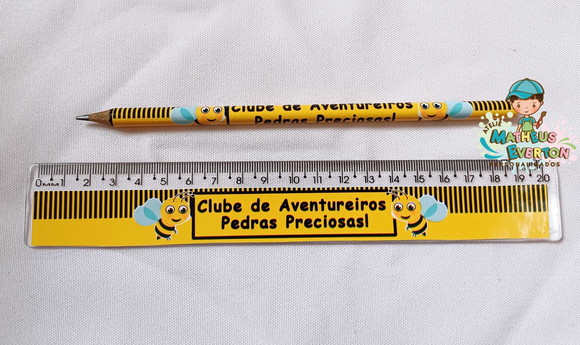 25 Kits Lápis e Régua Personalizado Abelinha - Imagem 5