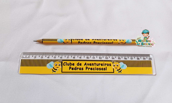 25 Kits Lápis e Régua Personalizado Abelinha - Imagem 3