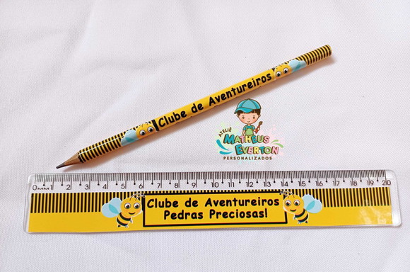 25 Kits Lápis e Régua Personalizado Abelinha - Imagem 4