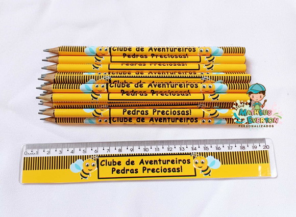 25 Kits Lápis e Régua Personalizado Abelinha - Imagem 3