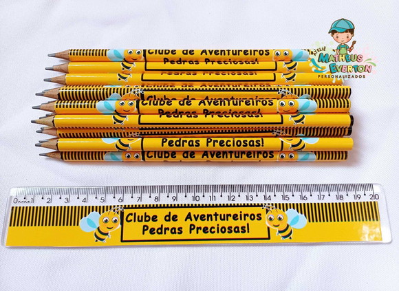 25 Kits Lápis e Régua Personalizado Abelinha - Imagem 4