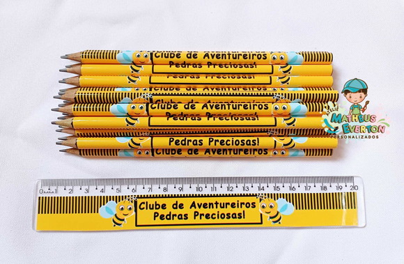 25 Kits Lápis e Régua Personalizado Abelinha - Imagem 2